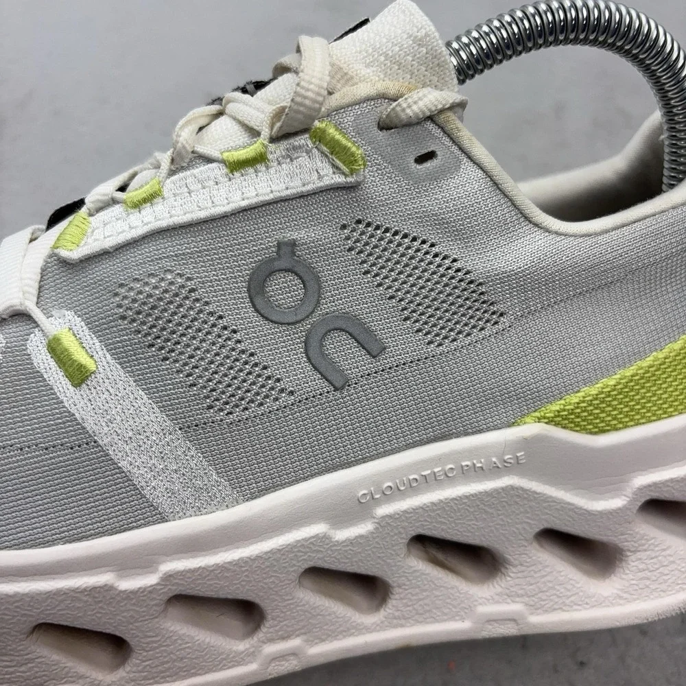 On Cloudsurfer Shoes Womens Size 9 Gray Lime CloudTec Running Sneakers Athletic